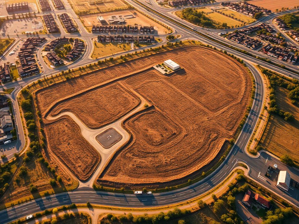 Aerial view of a property development site